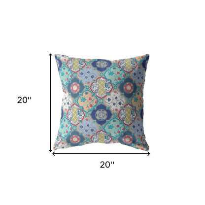 18” Blue Peach Trellis Suede Throw Pillow