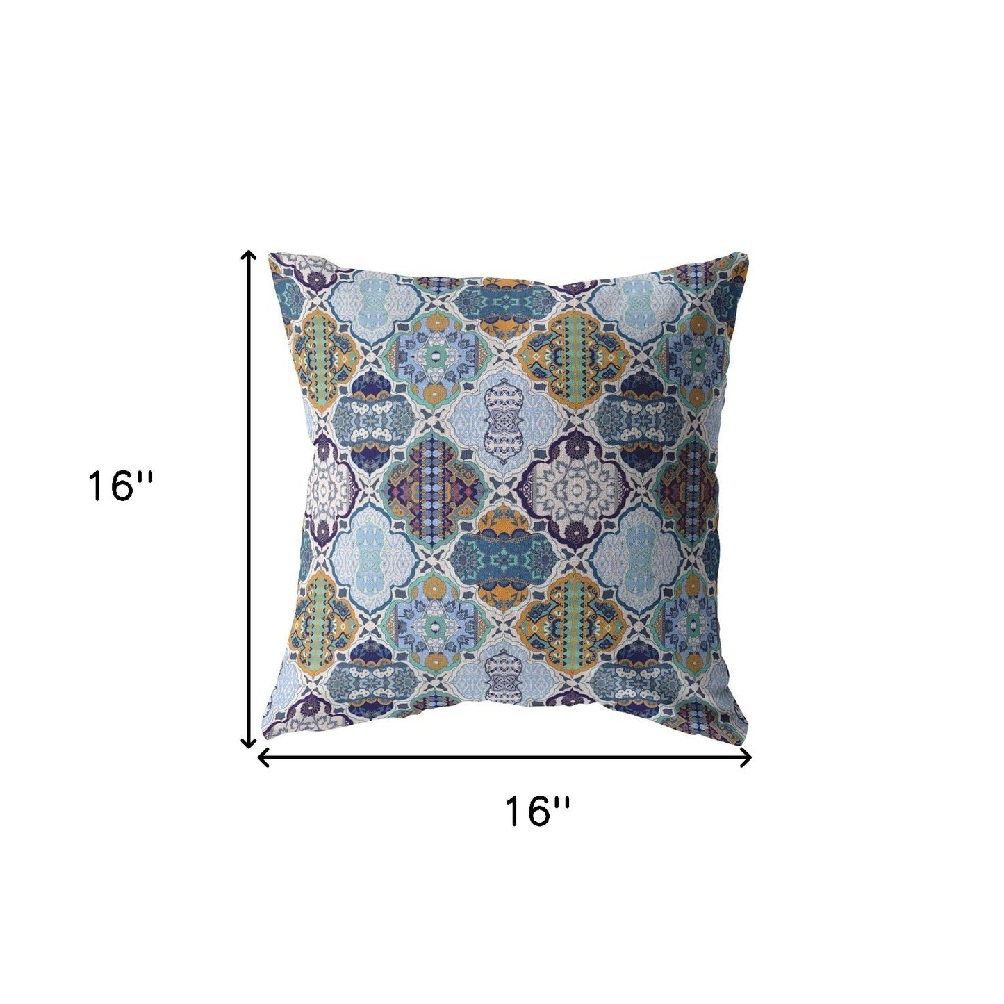 16” Orange Blue Trellis Suede Throw Pillow