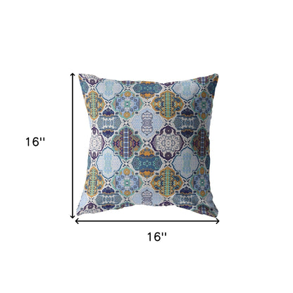16” Orange Blue Trellis Suede Throw Pillow