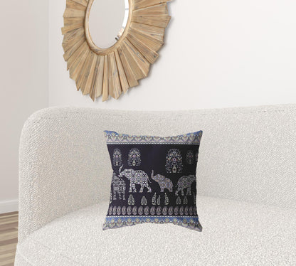 18” Purple Ornate Elephant Suede Throw Pillow
