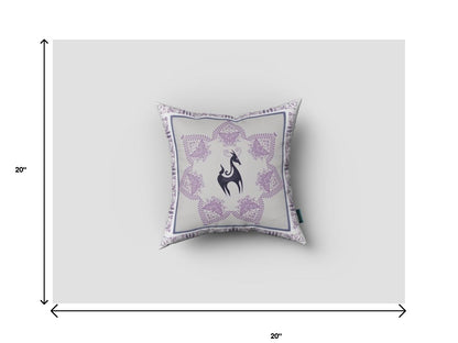 18” Gray Purple Horse Suede Throw Pillow
