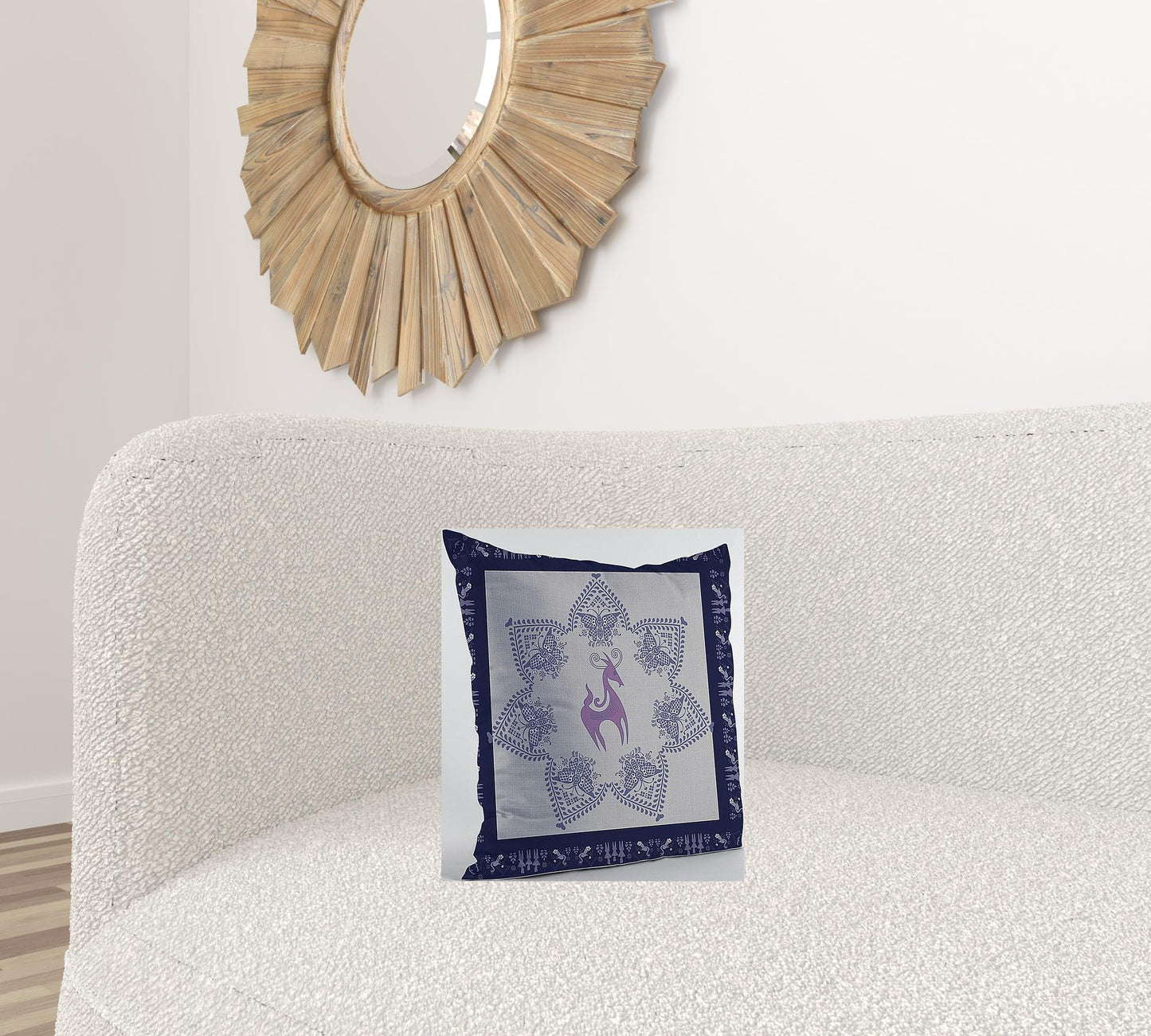 16” Gray Purple Horse SuedeThrow Pillow