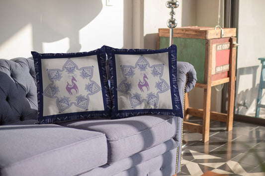 18” Gray Purple Horse SuedeThrow Pillow