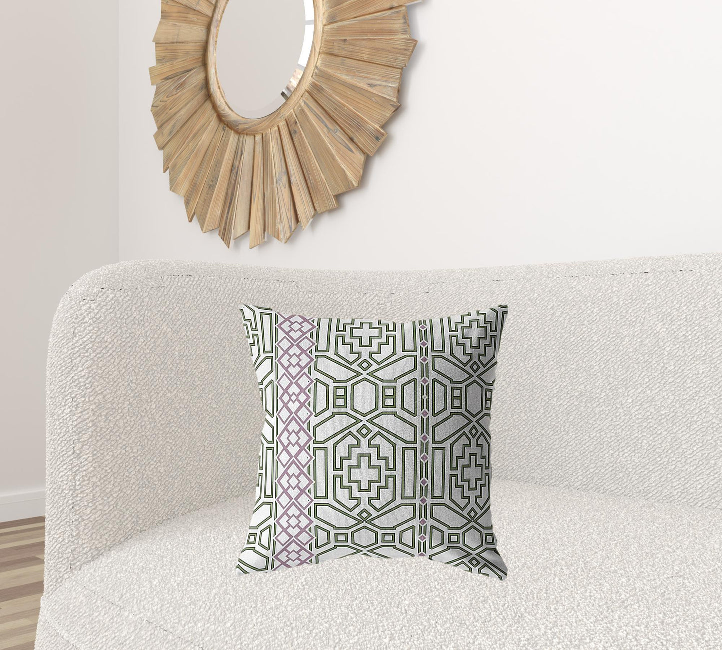 18" White Bird Maze Decorative Suede Throw Pillow