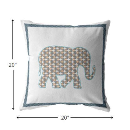 18” Gold White Elephant Boho Suede Throw Pillow