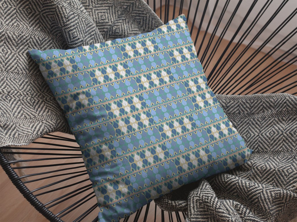 18" Blue Cream Spades Suede Throw Pillow