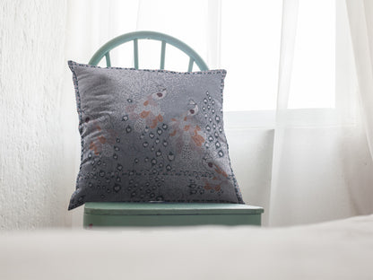 18” Gray Orange Boho Bird Suede Throw Pillow