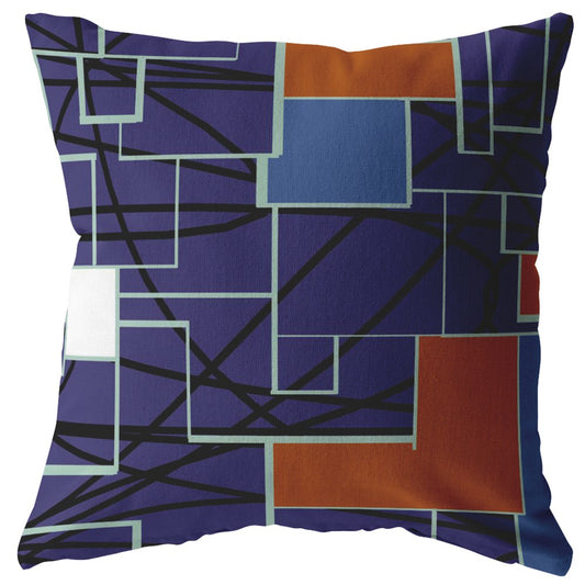 16" Navy Puzzle Piece Suede Throw Pillow