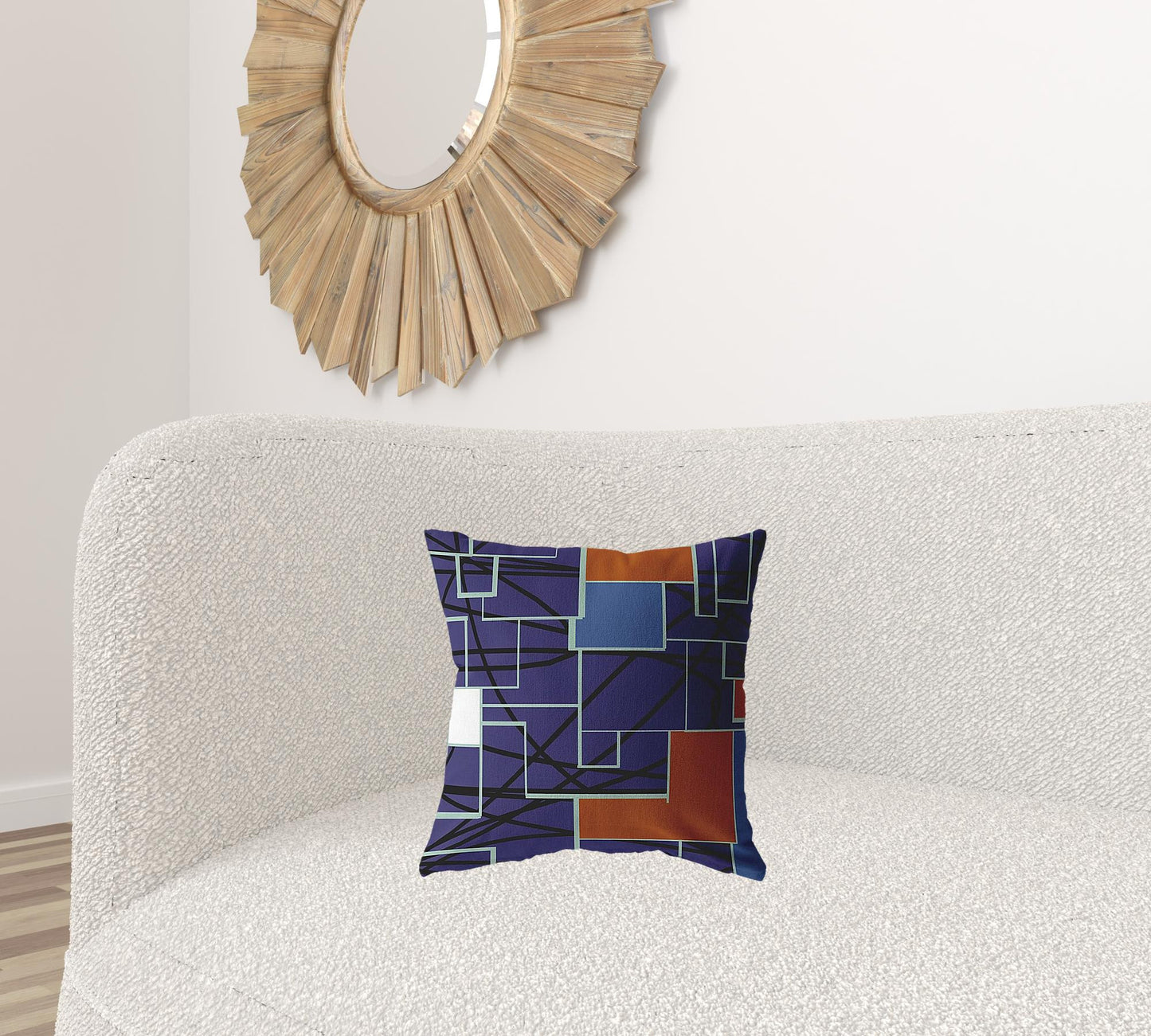 16" Navy Puzzle Piece Suede Throw Pillow