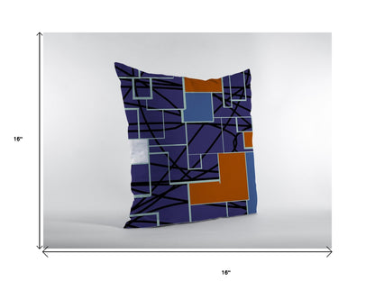 16" Navy Puzzle Piece Suede Throw Pillow