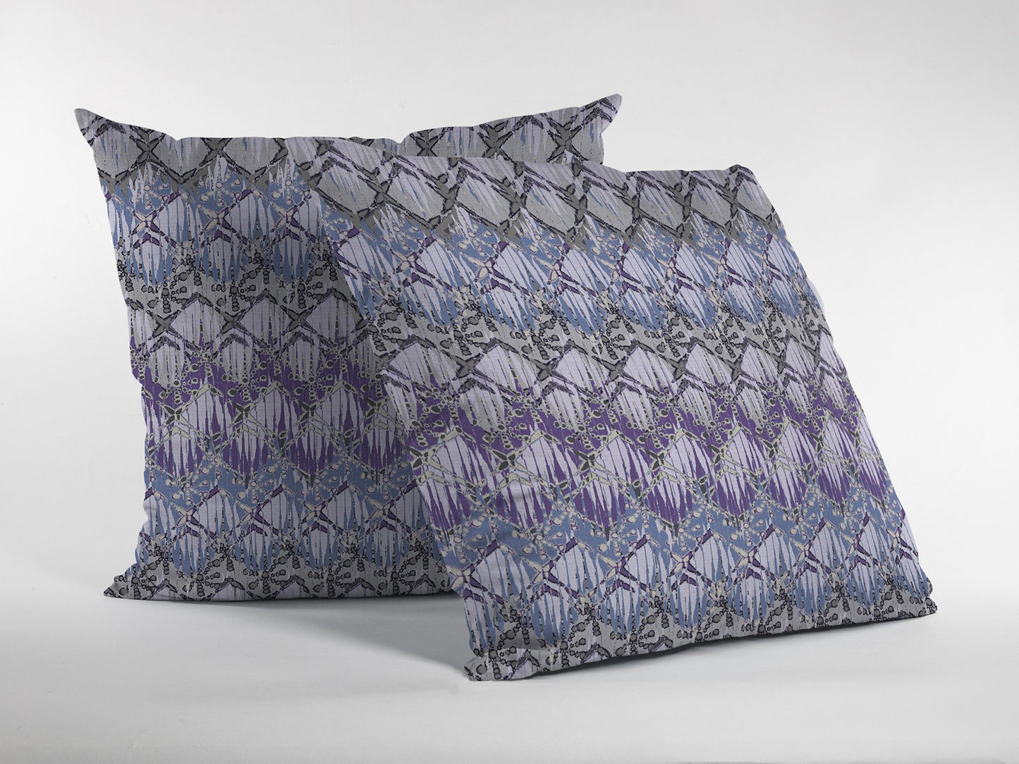 16” Purple Gray Hatch Decorative Suede Throw Pillow