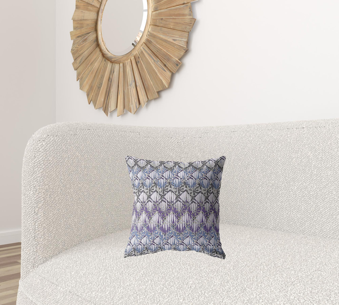 16” Purple Gray Hatch Decorative Suede Throw Pillow