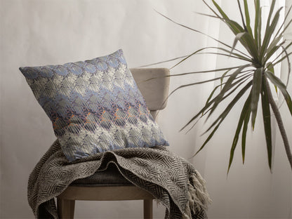16” Blue Gray Hatch Decorative Suede Throw Pillow