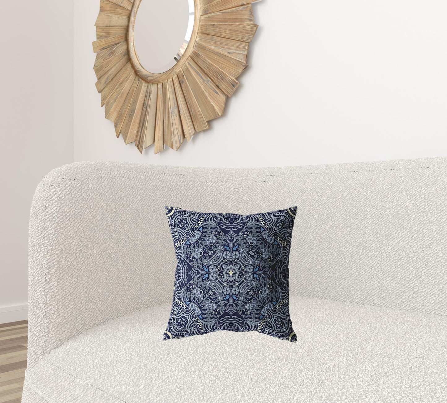 16” Indigo Boho Ornate Suede Throw Pillow