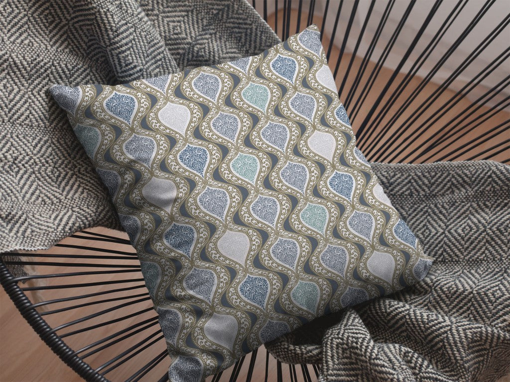 16” Gray Ogee Decorative Suede Throw Pillow