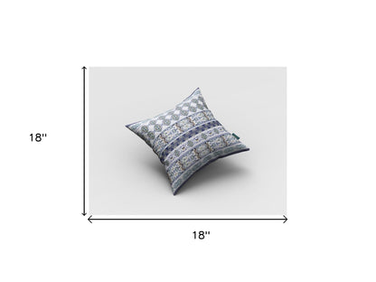 18” Navy White Strips Boho Suede Throw Pillow