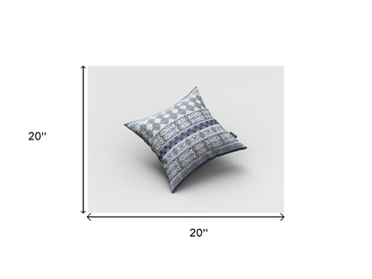 18” Navy White Strips Boho Suede Throw Pillow