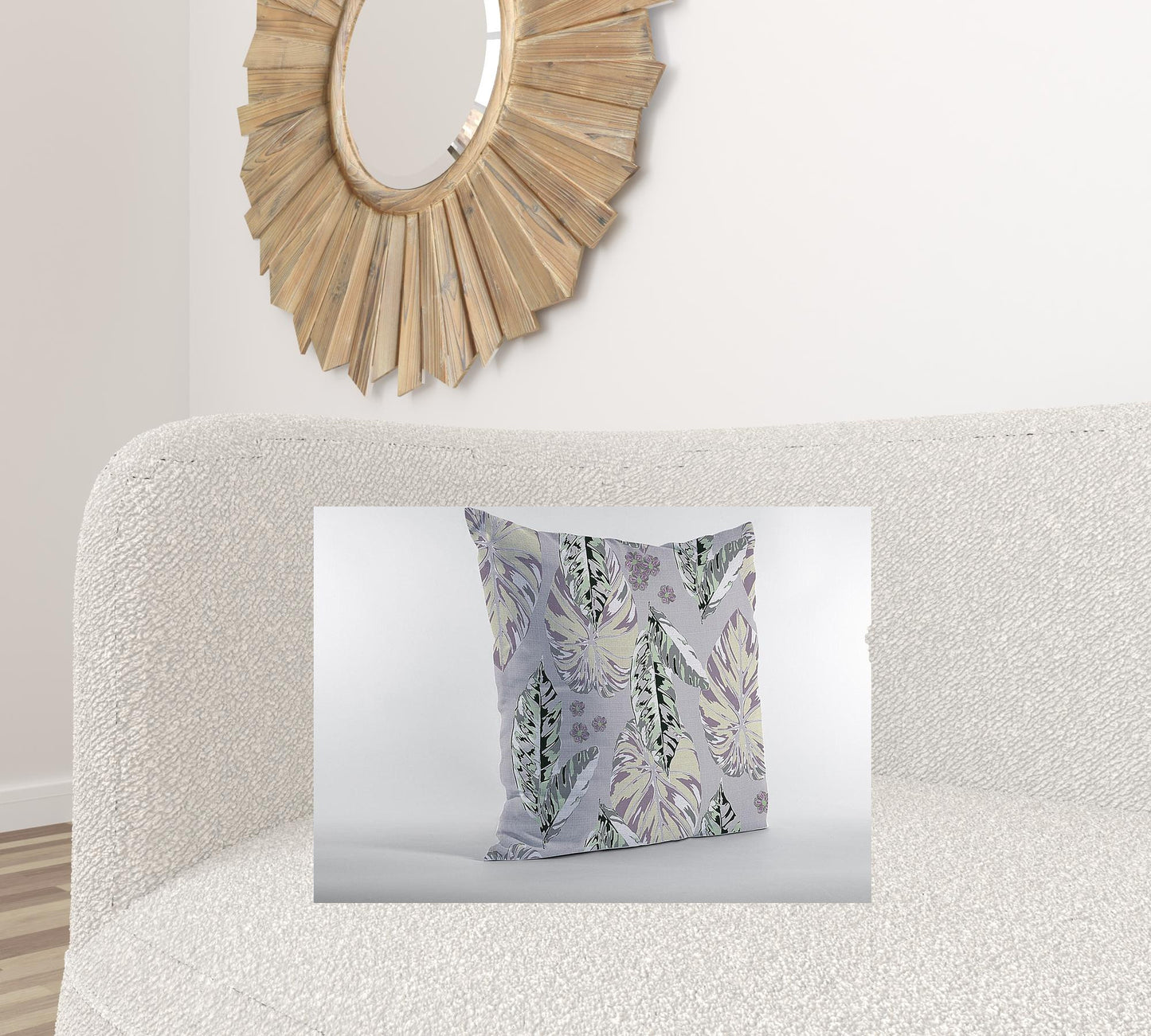 18” Blue Purple Tropical Leaf Suede Throw Pillow