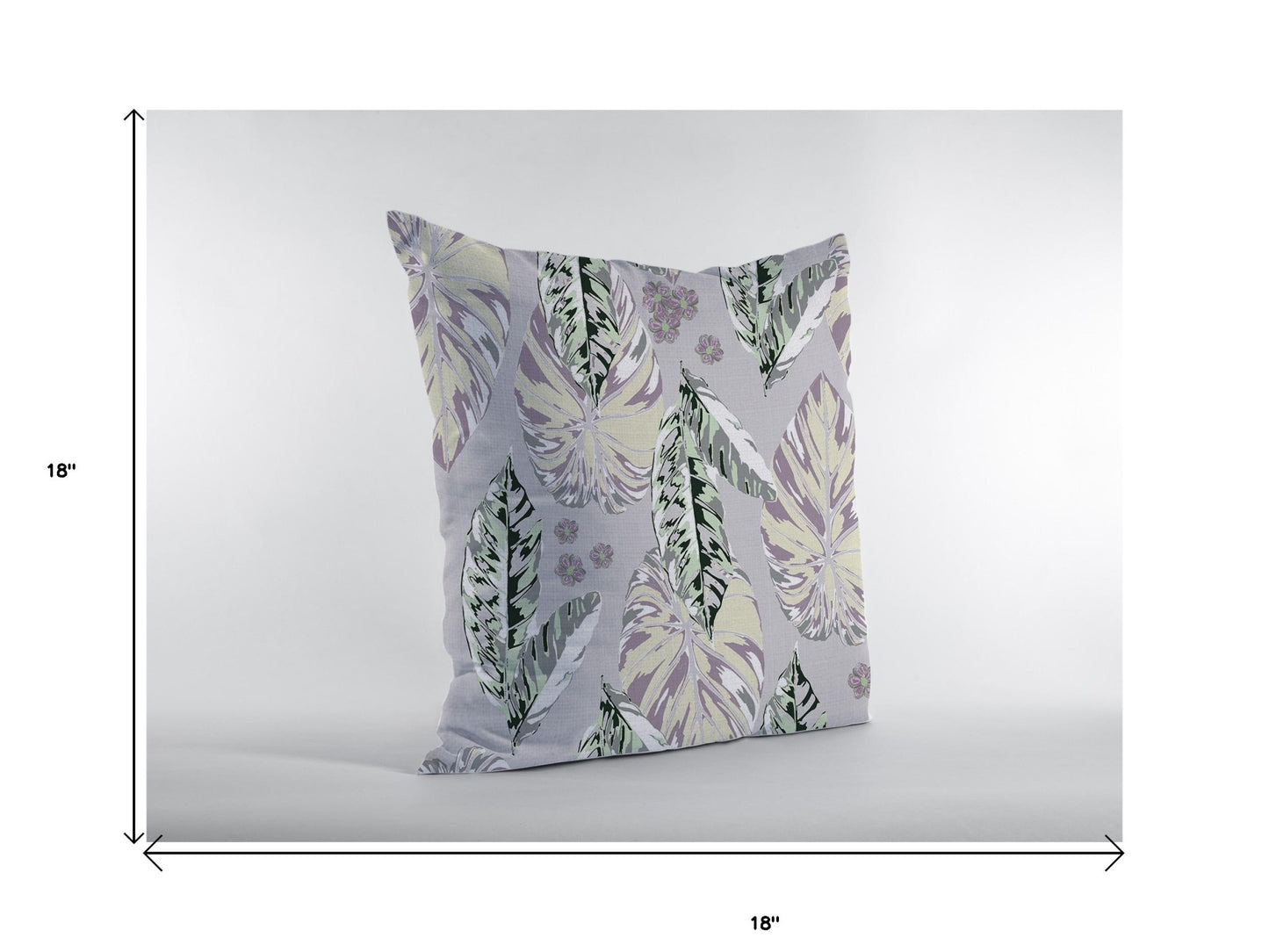 18” Blue Purple Tropical Leaf Suede Throw Pillow