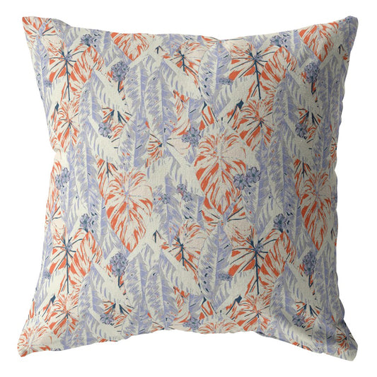 18" Orange Lavender Tropics Suede Throw Pillow