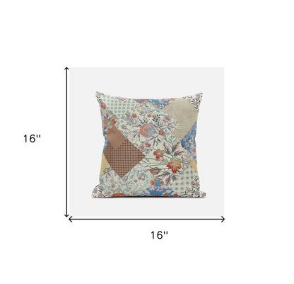 16" Orange Yellow Floral Zippered Suede Throw Pillow