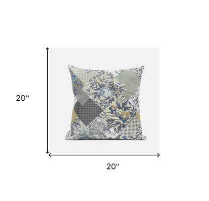 18" Sage Cream Floral Zippered Suede Throw Pillow