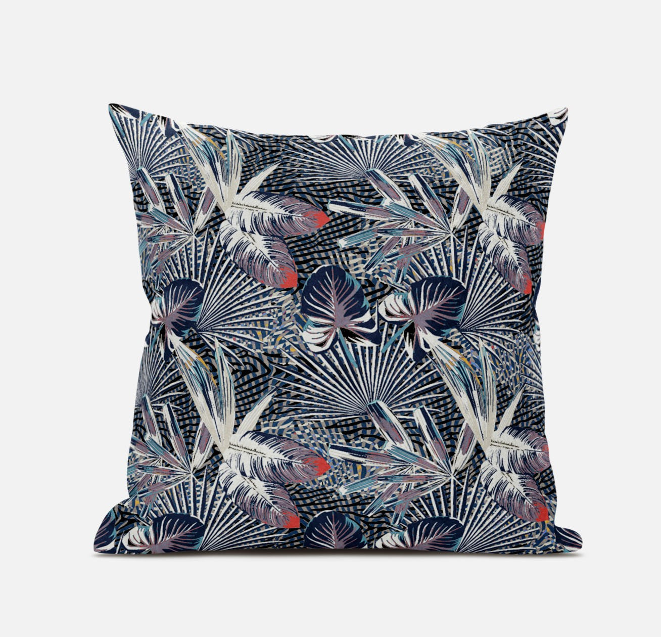 18” Purple Indigo Tropical Zippered Suede Throw Pillow