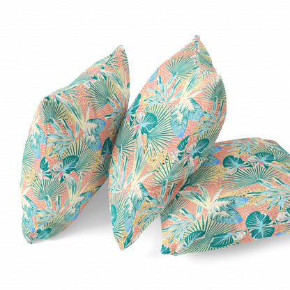 16” Blue Peach Tropical Zippered Suede Throw Pillow