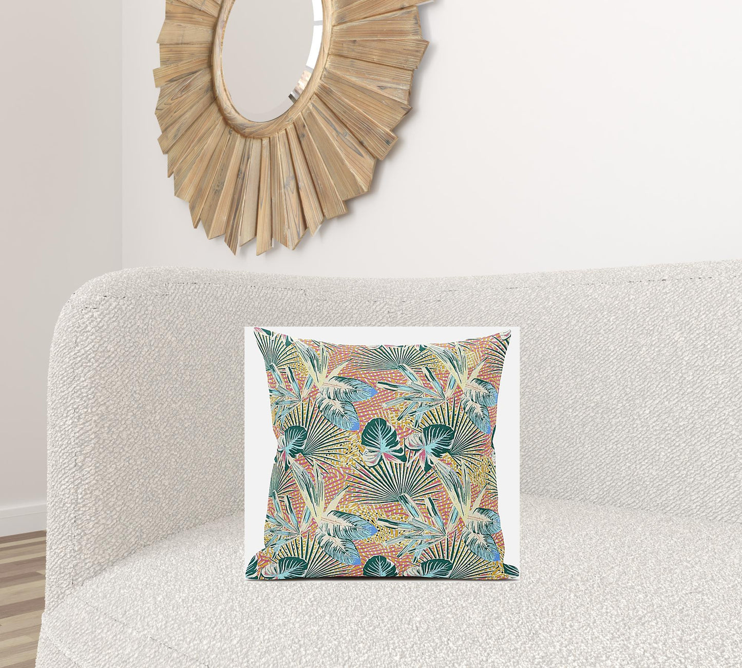 18” Blue Peach Tropical Zippered Suede Throw Pillow