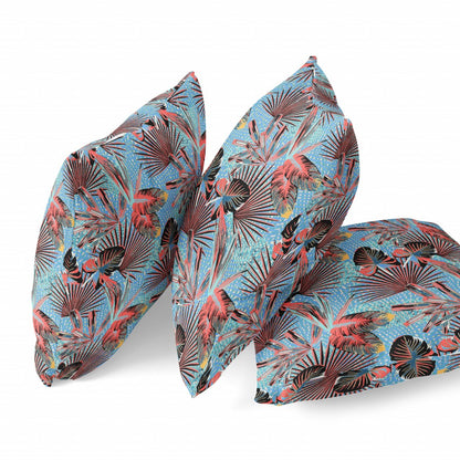 18” Coral Blue Tropical Zippered Suede Throw Pillow
