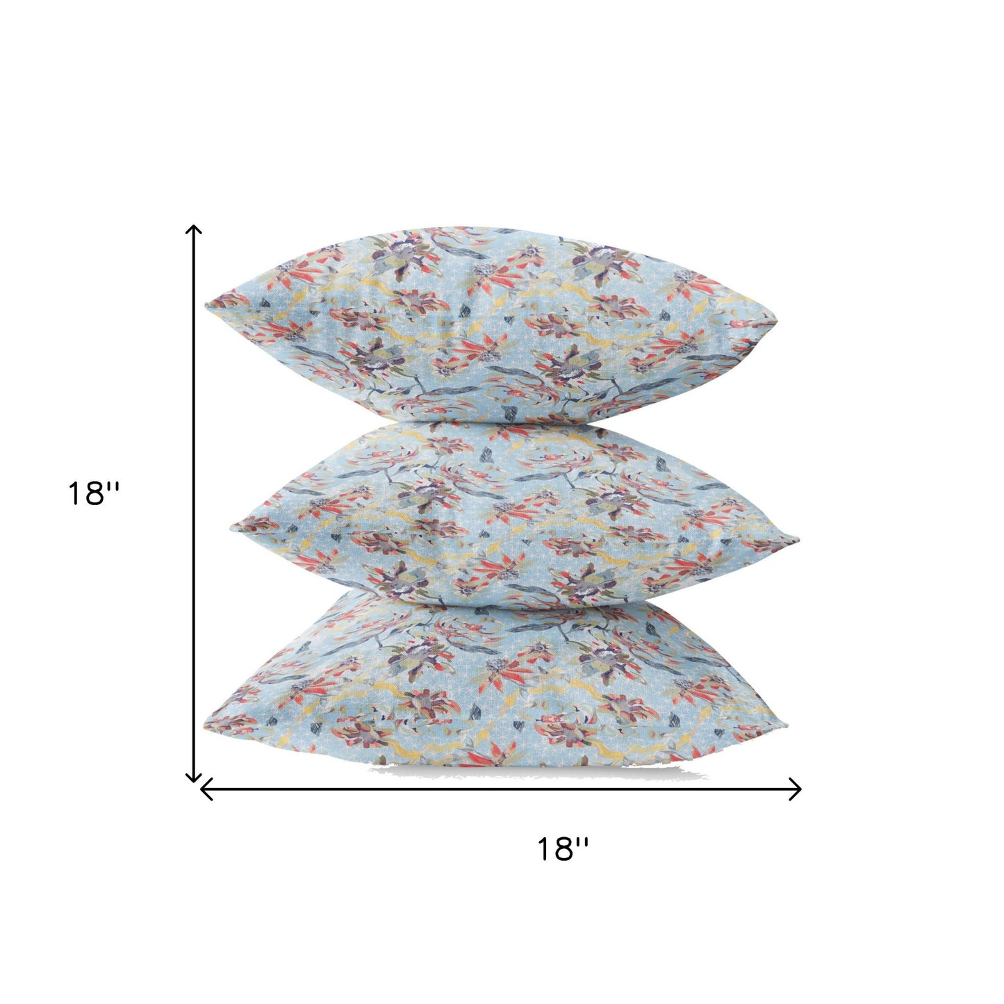 18" Sky Blue Red Roses Zippered Suede Throw Pillow