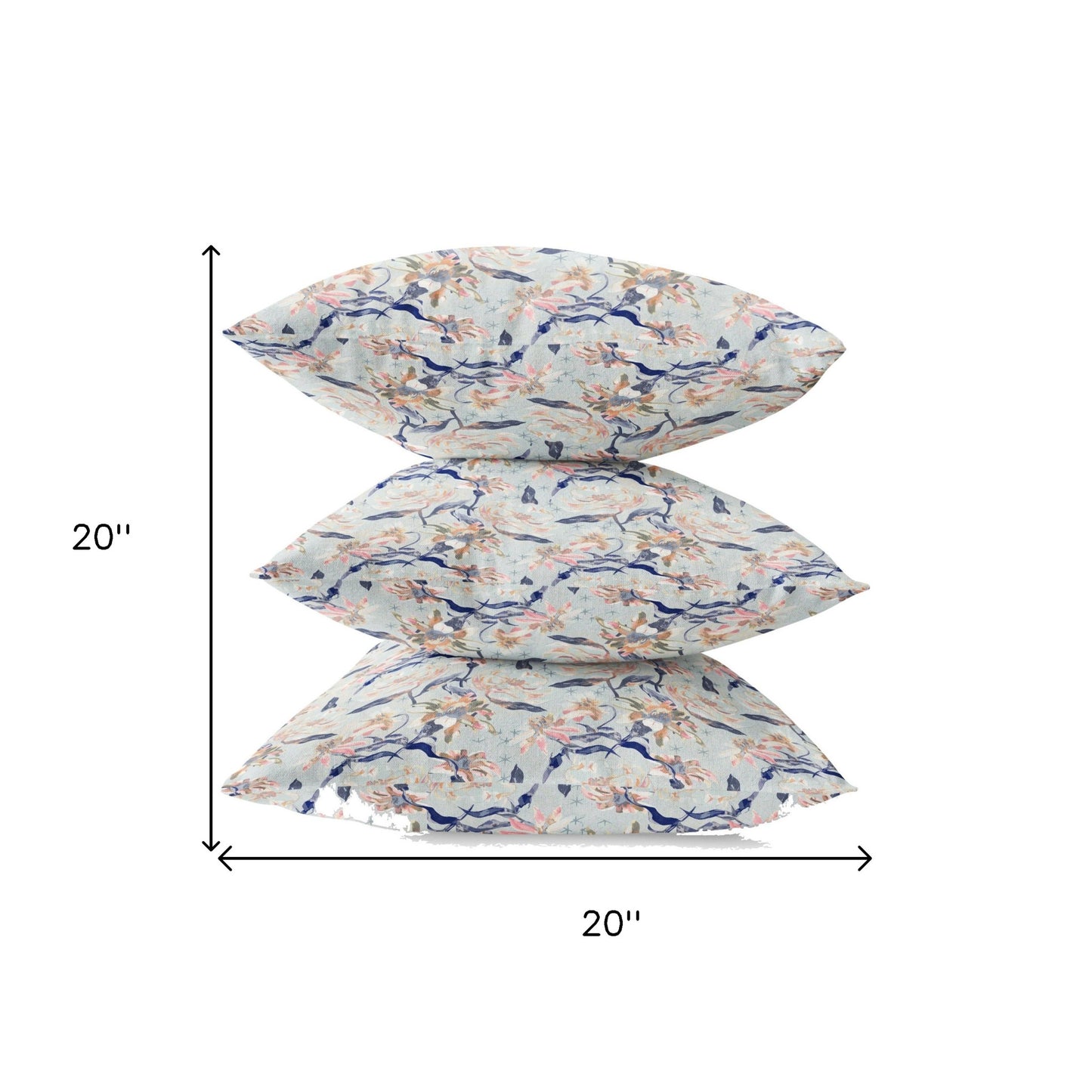 18" Light Blue Indigo Roses Zippered Suede Throw Pillow
