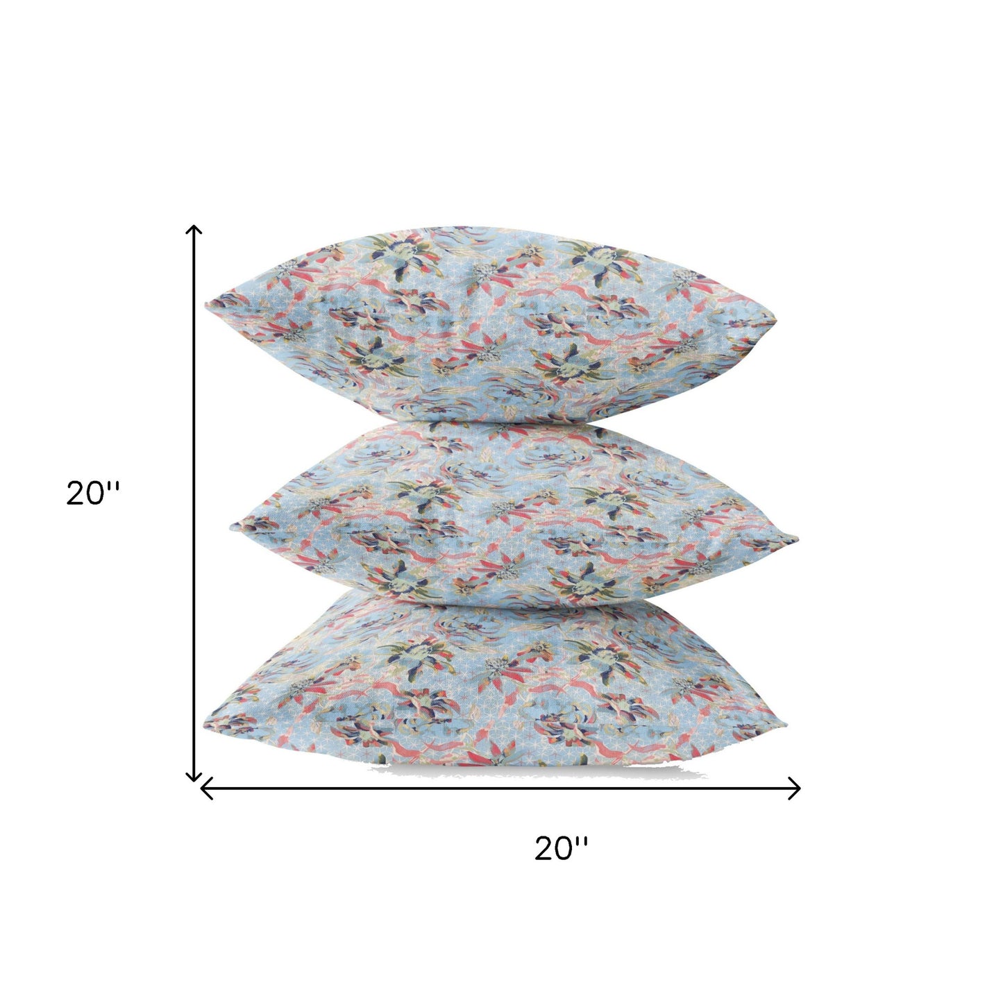 18" Light Blue Red Roses Zippered Suede Throw Pillow