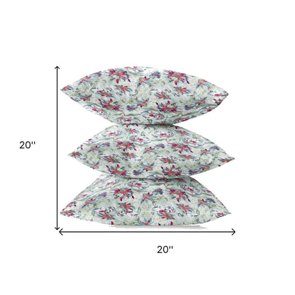 18" Light Green Magenta Roses Zippered Suede Throw Pillow