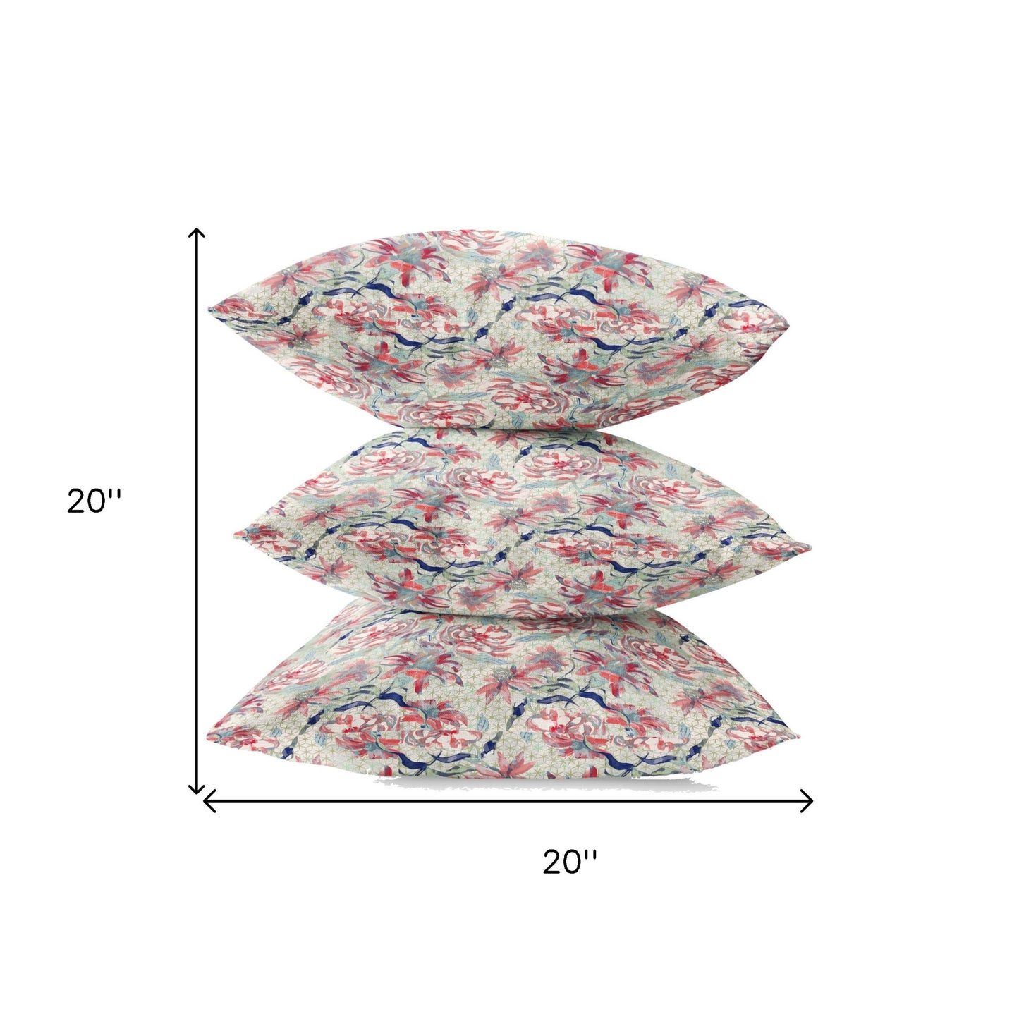 18" Red Pale Green Roses Zippered Suede Throw Pillow