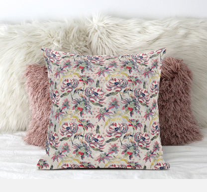 16" Pink Yellow Roses Zippered Suede Throw Pillow