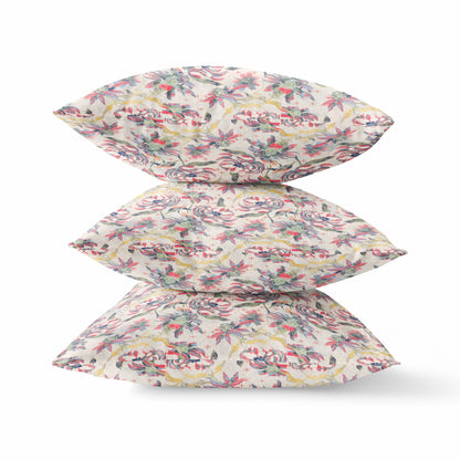 18" Pink Yellow Roses Zippered Suede Throw Pillow