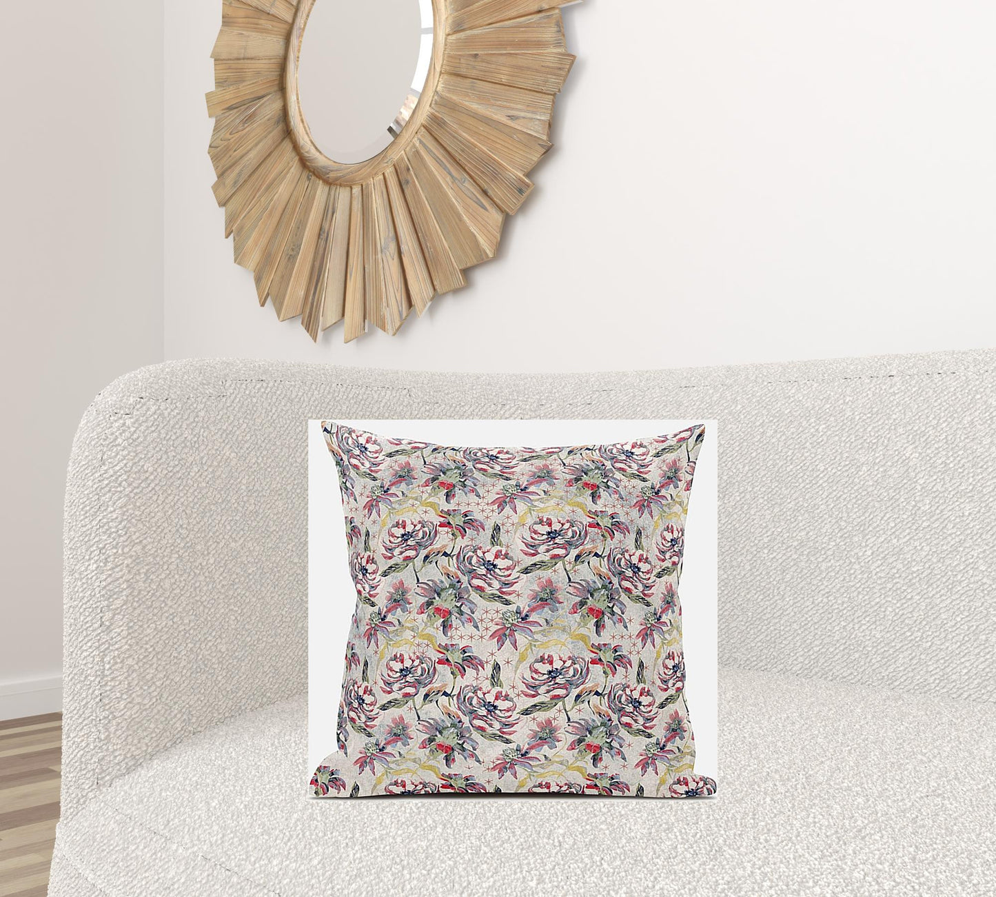 18" Pink Yellow Roses Zippered Suede Throw Pillow