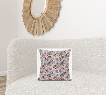 16" Lavender Pink Roses Zippered Suede Throw Pillow