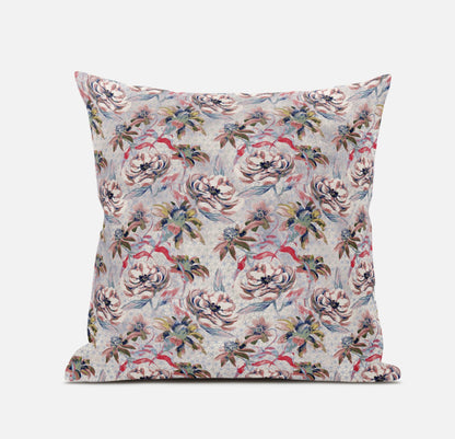 18" Lavender Pink Roses Zippered Suede Throw Pillow