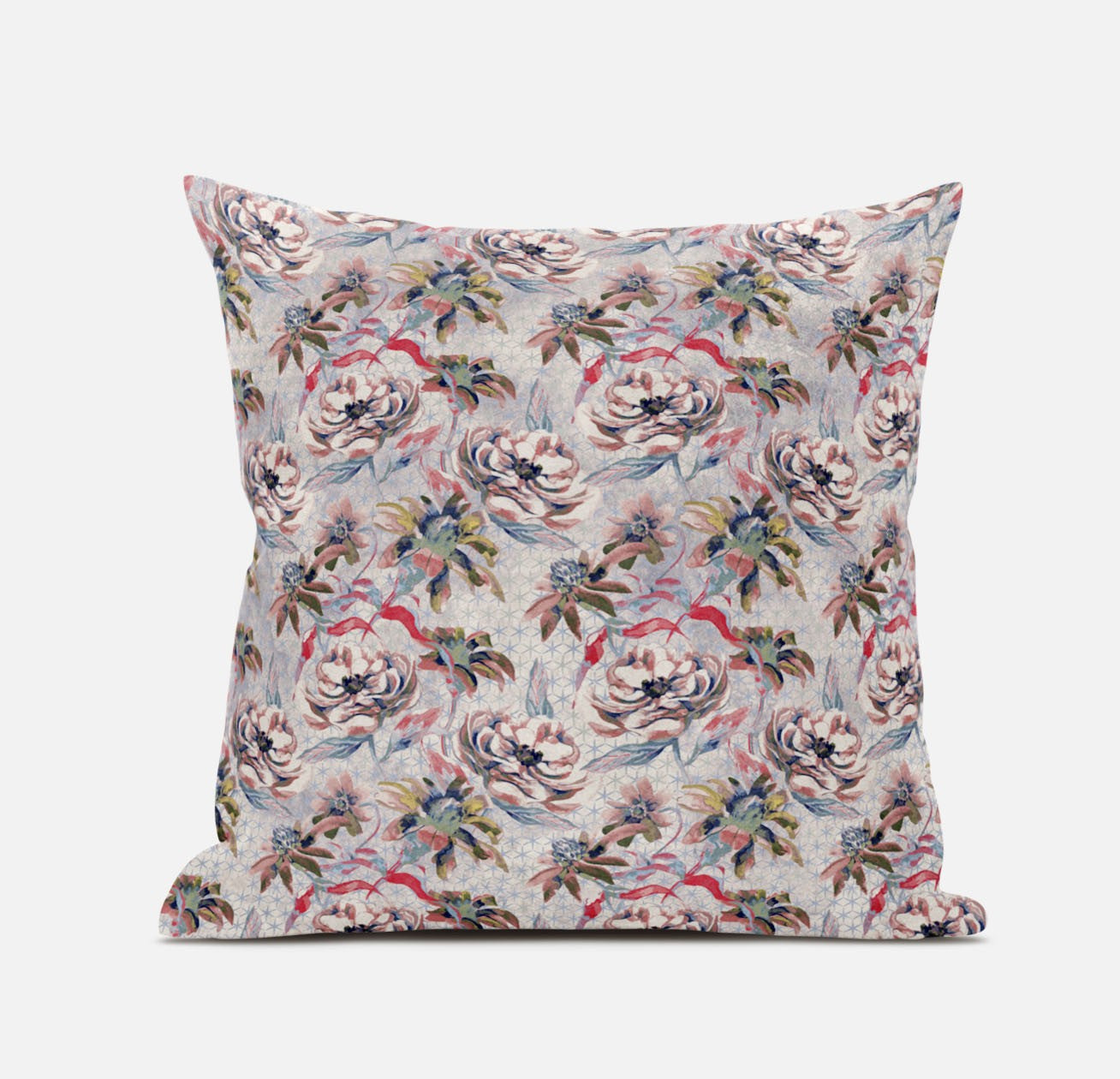18" Lavender Pink Roses Zippered Suede Throw Pillow