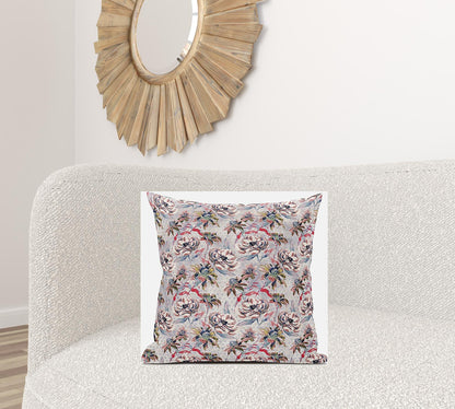 18" Lavender Pink Roses Zippered Suede Throw Pillow