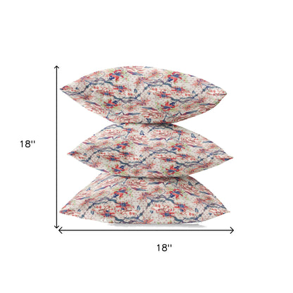 18" Red Light Indigo Roses Zippered Suede Throw Pillow