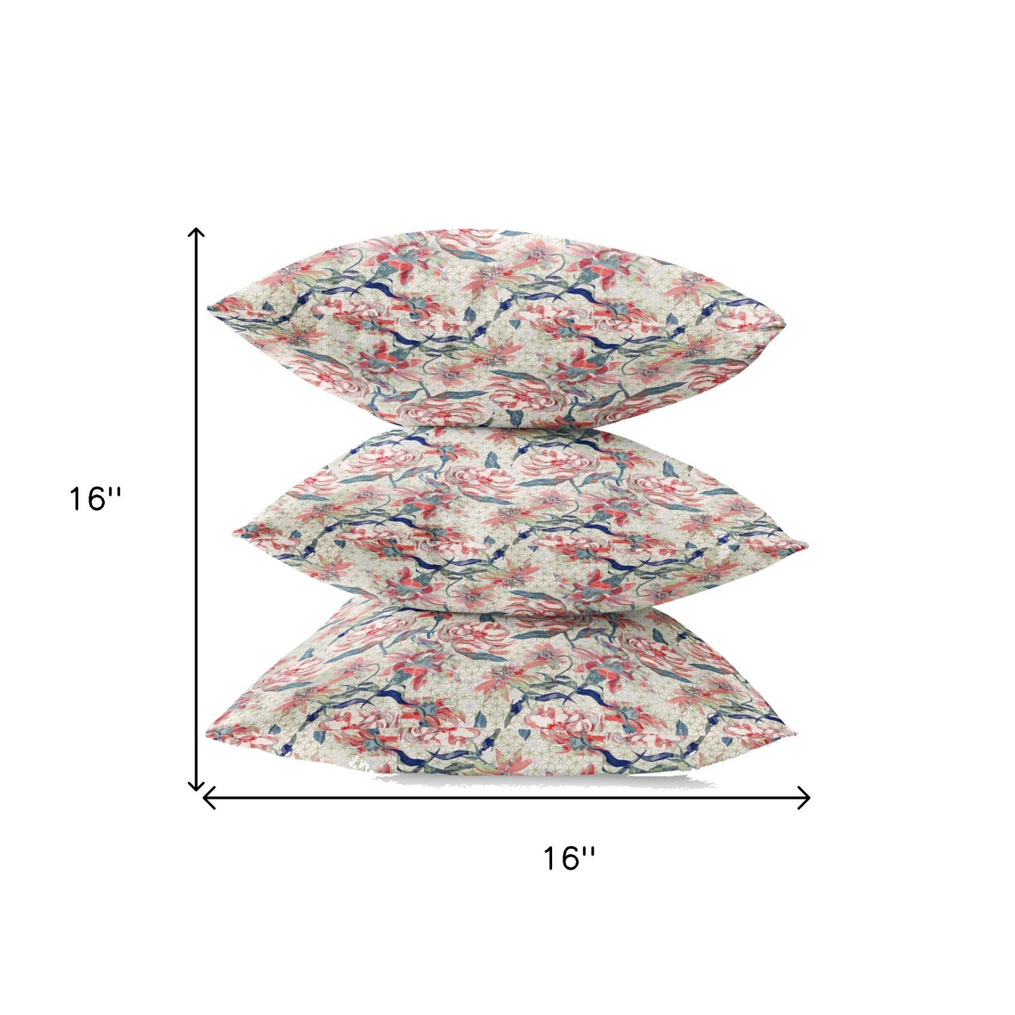 16" Red Pale Green Roses Zippered Suede Throw Pillow