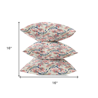 16" Red Pale Green Roses Zippered Suede Throw Pillow