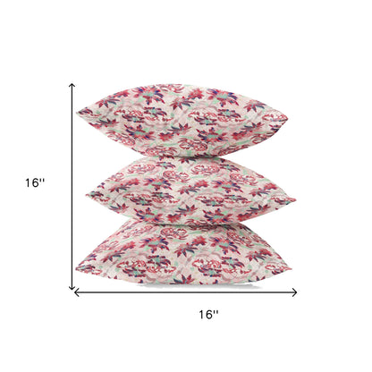 16" Red White Roses Zippered Suede Throw Pillow