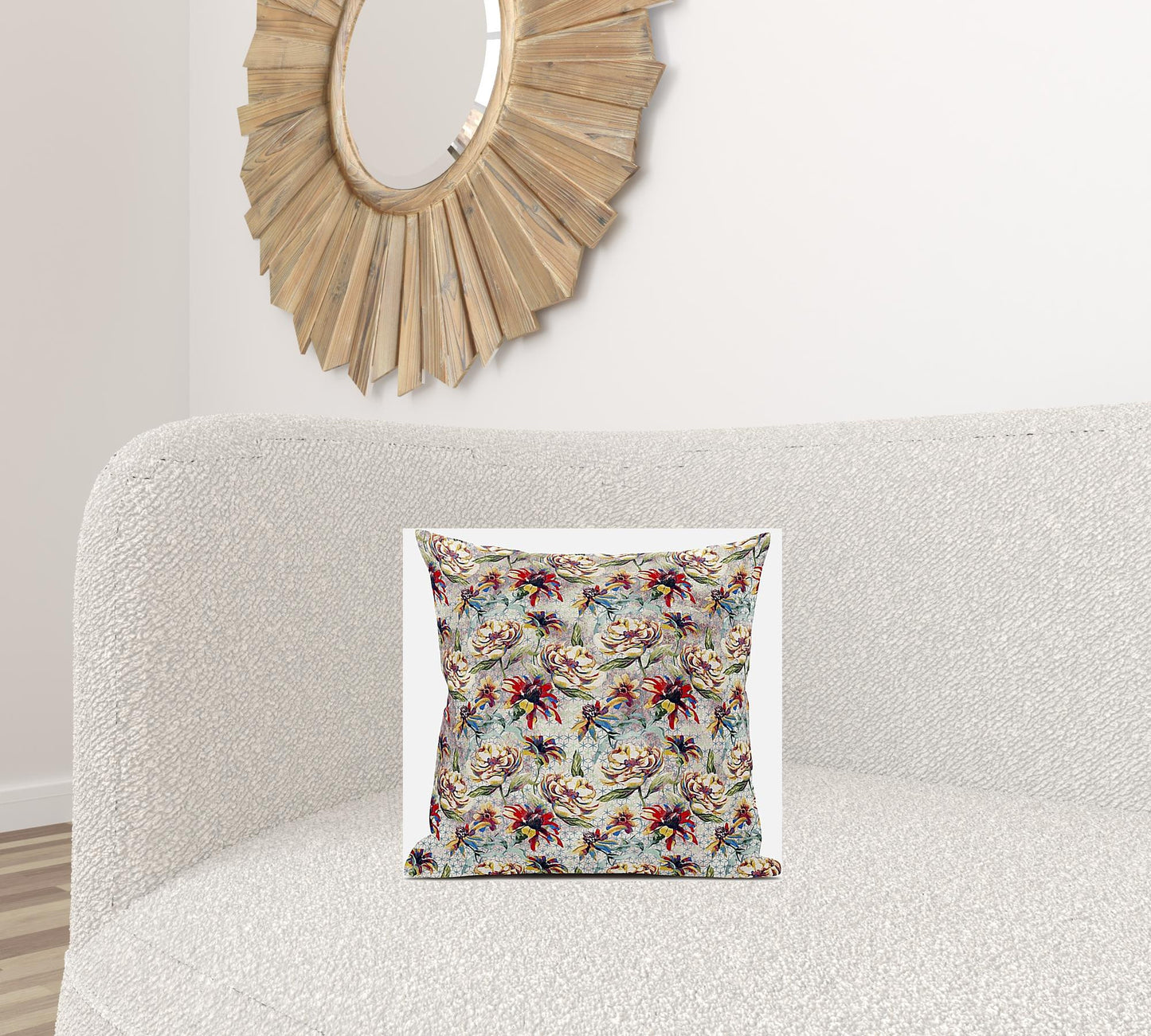 16” Red Yellow Roses Zippered Suede Throw Pillow
