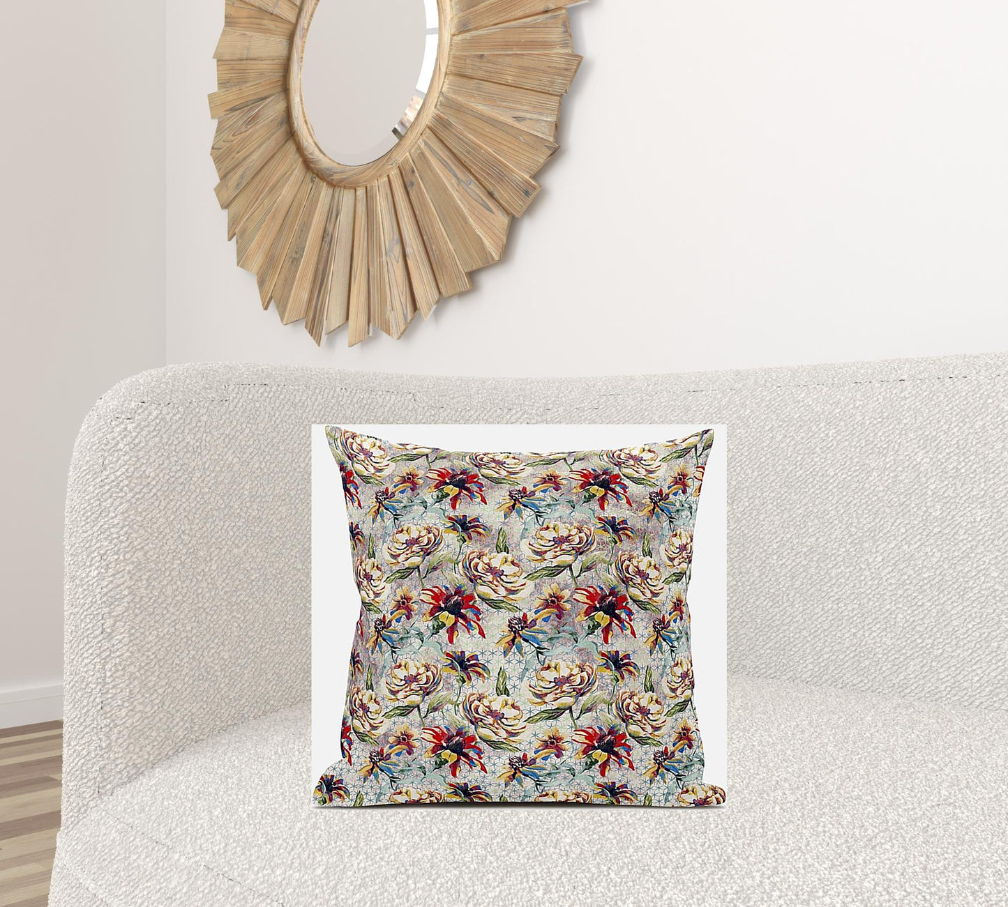 18” Red Yellow Roses Zippered Suede Throw Pillow