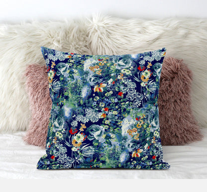 18" Blue Turquoise Springtime Zippered Suede Throw Pillow