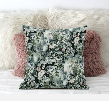18" Green Gray Springtime Zippered Suede Throw Pillow